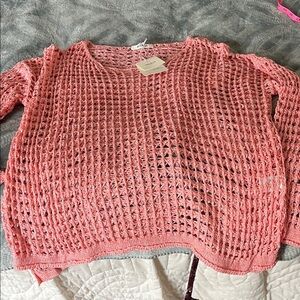 Miracle Pink Open-Knit Sweater NWT